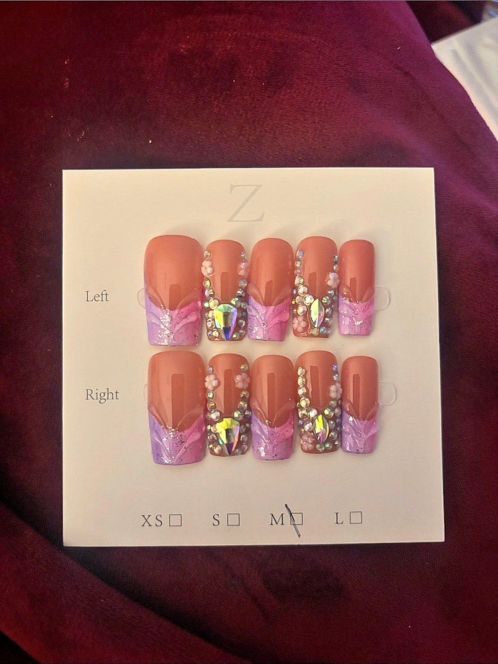 Pink & Purple Press-On Nails NWT